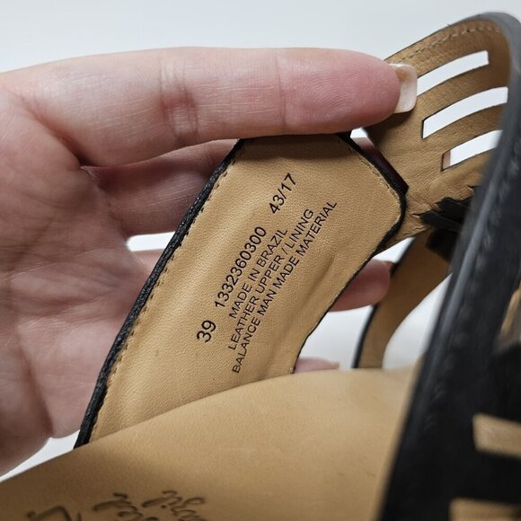 Dankso Oralee Black Leather Cut Out Wood Platform Sandals Boho Chic 39/8.5-9 - Picture 9 of 11